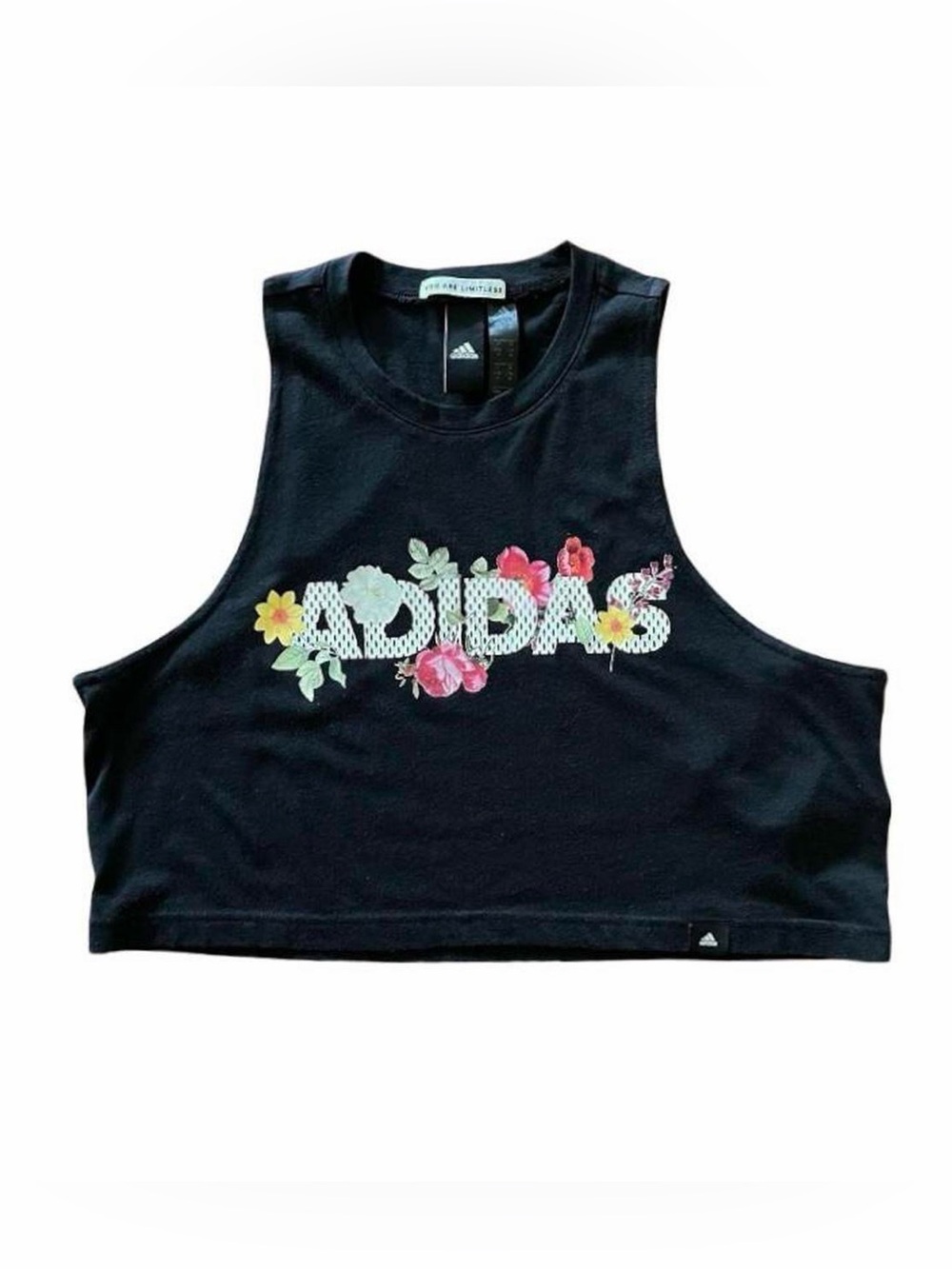 Adidas Floral Logo Cropped Tank Top S